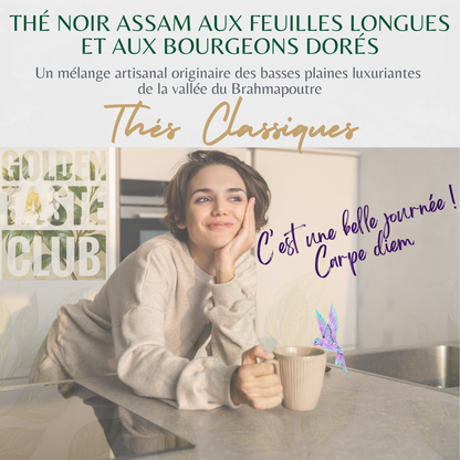 Thé noir Assam aux feuilles longues et aux bourgeons dorés