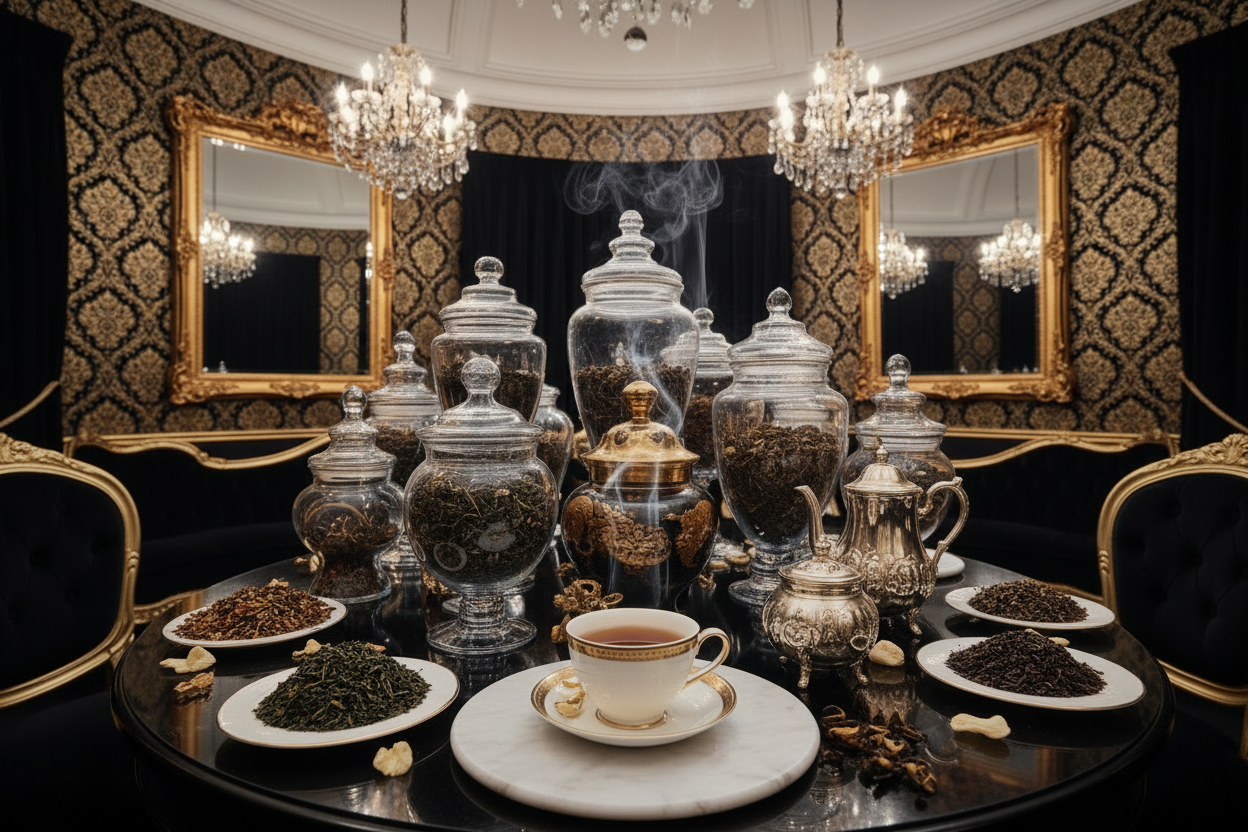 place the GTC Facebook Profile Picture at the centre in the background and focus on the finest teas